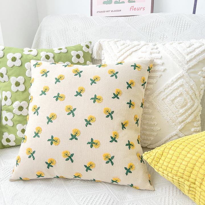 Quadratischer dekorativer Kissenbezug mit handtuftetem Blumen‑Tufting Karnz