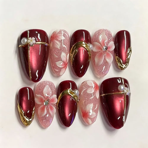 Blumenakzent Press-On Nagelset Karnz