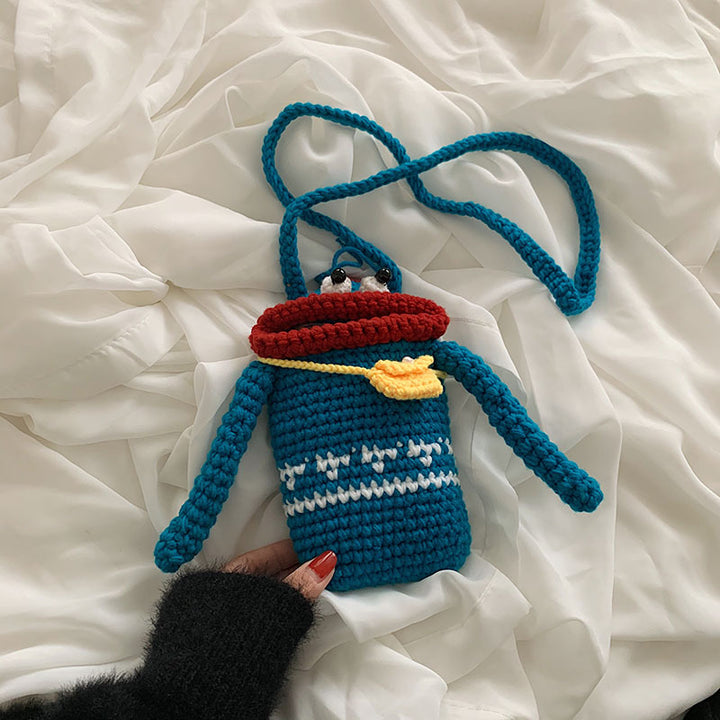 Fun Charakter Häkel Crossbody Bag