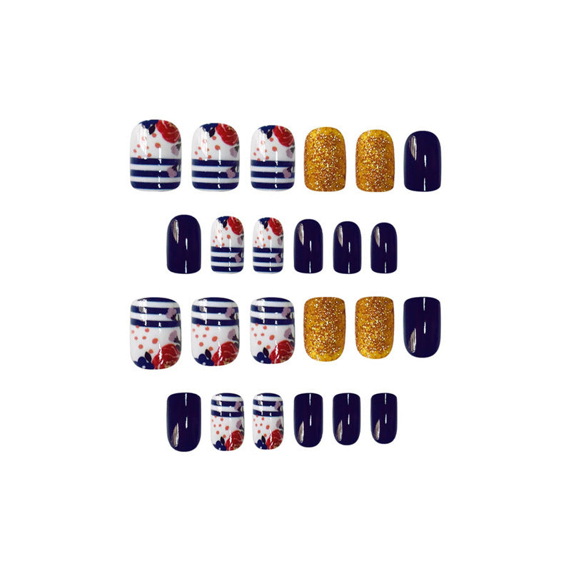 Dekoratives Floral Press-On Nagelset Karnz 1787913909