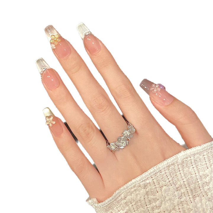 Floral Accent Ombre Press-On Nagelkunst Set