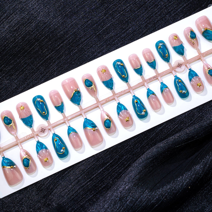 Elegantes abstraktes Press-On-Nagelkunstset
