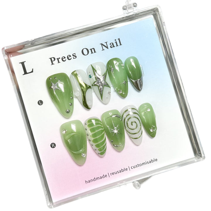 Kreatives Press-On Nail Art Set mit Edelsteinen und dekorativen Elementen