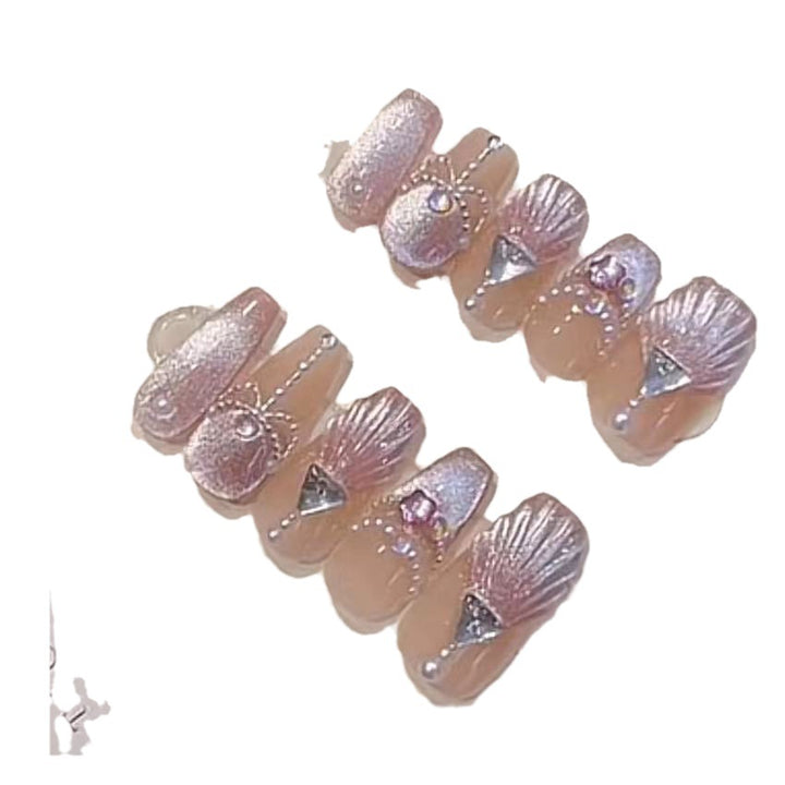 Elegantes 3D-Blumen-Design Press-On Nagelset Karnz