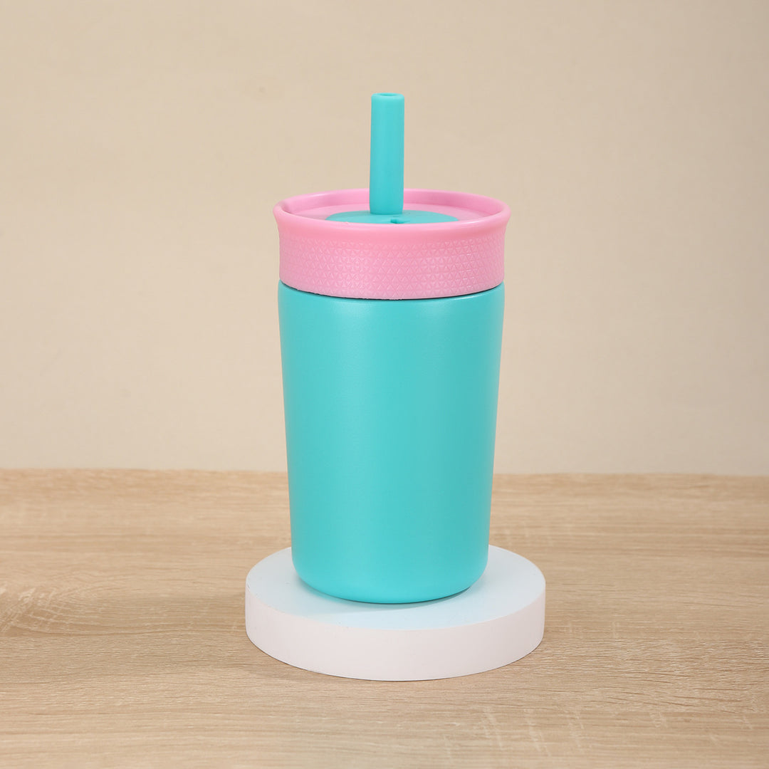 Damen Isolierte Trinkflasche mit Silikonhut und Strohhalm Karnz