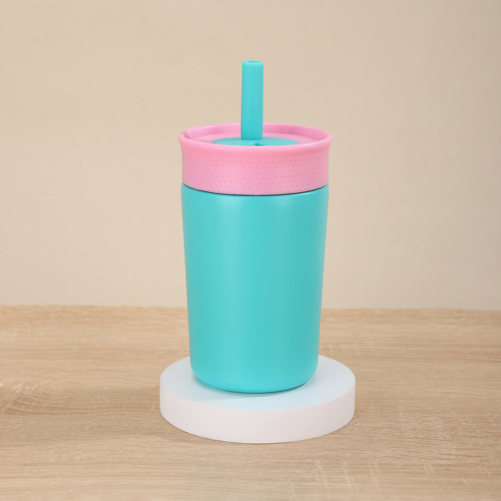 Damen Isolierte Trinkflasche mit Silikonhut und Strohhalm Karnz