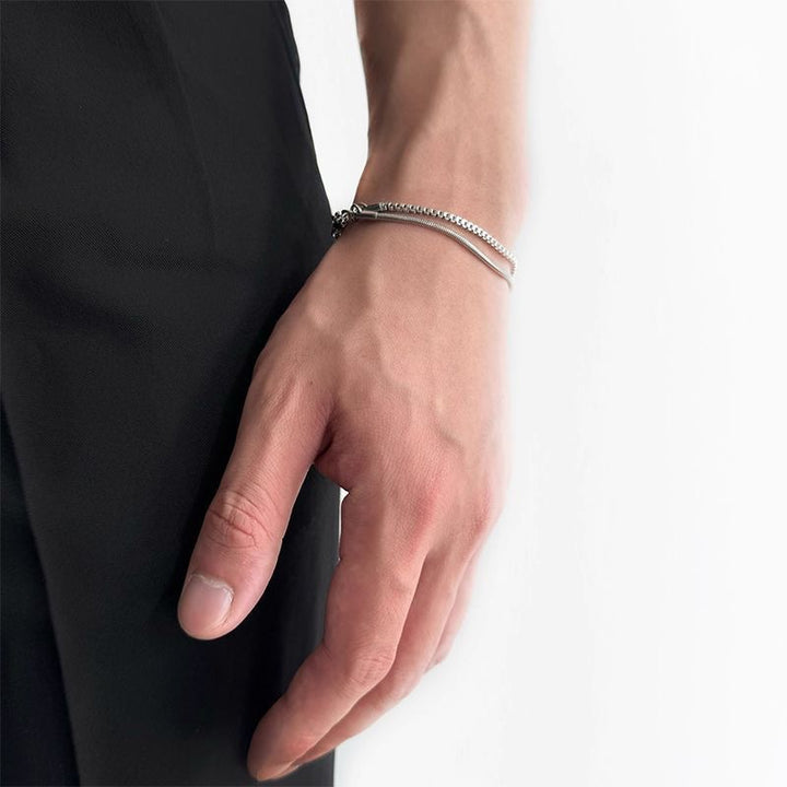 Elegante Doppel-Chain Edelstahlarmband Karnz