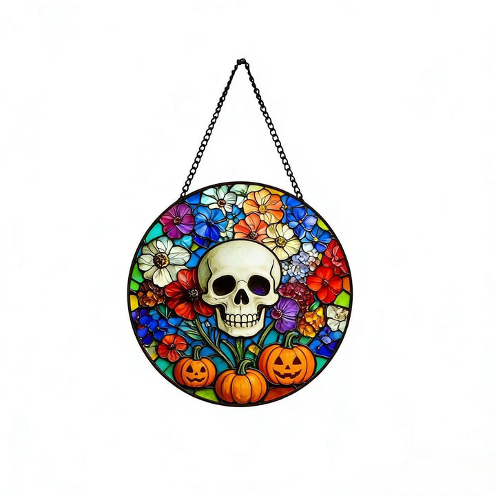 Dekorative Totenkopf Buntglas Wandkunst Karnz