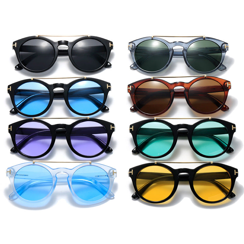 Damen modische Sonnenbrille mit eleganten runden Gläsern Karnz