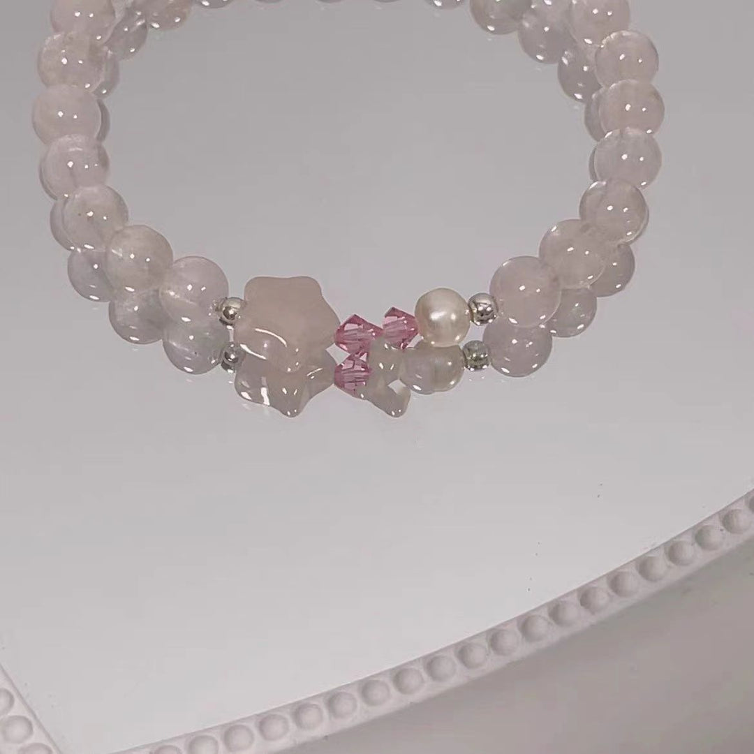 Elegante Rosenquarz Dehnbare Armbanduhr Karnz