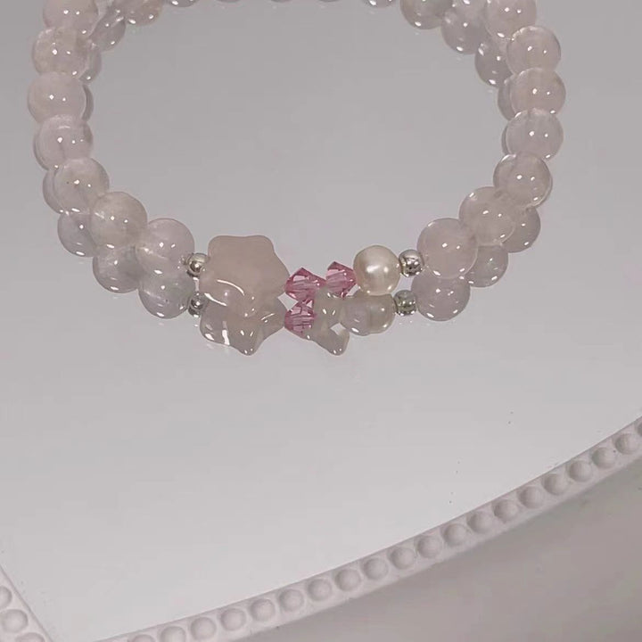 Elegante Rosenquarz Dehnbare Armbanduhr Karnz