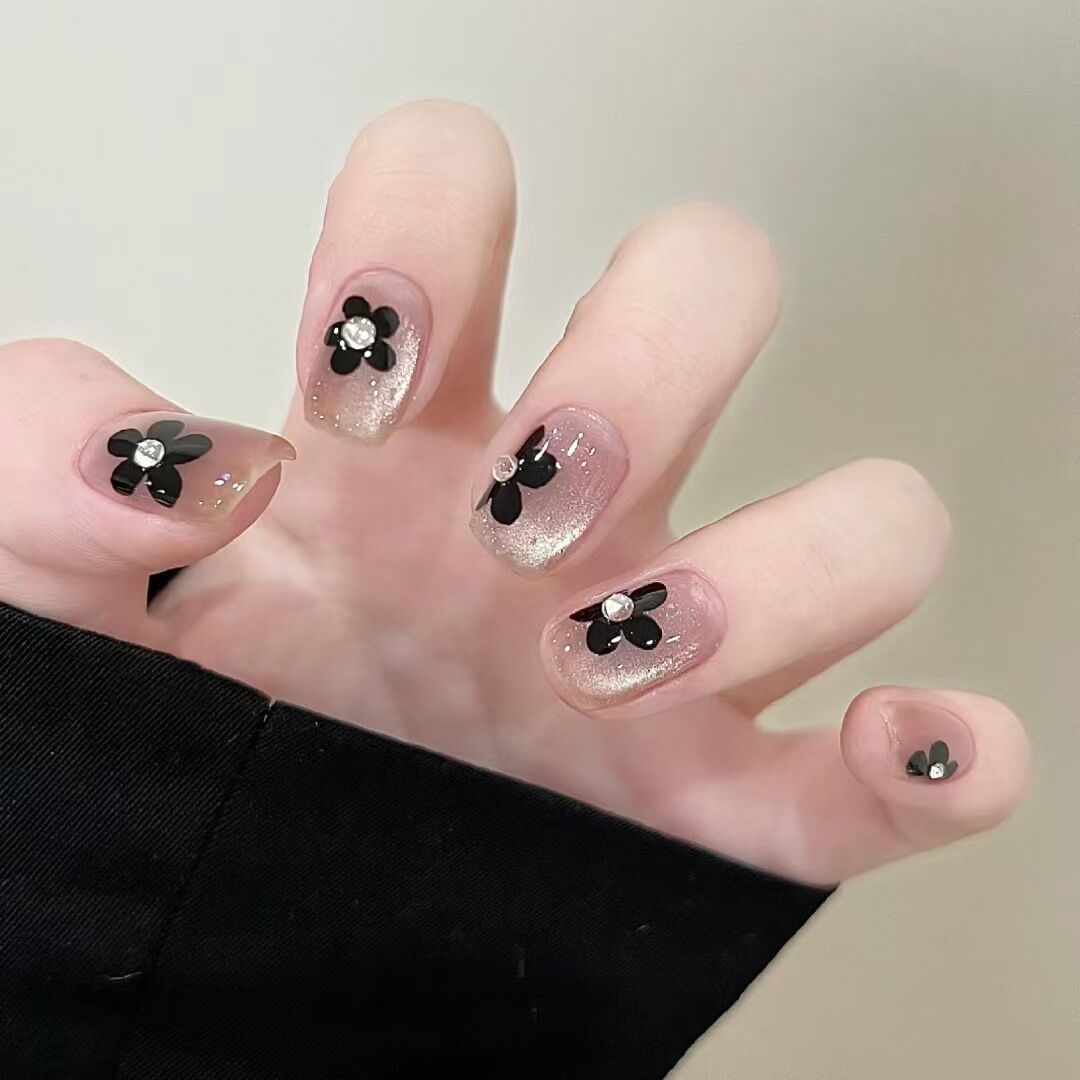 Floral Glitter Press-On Nail Art Karnz