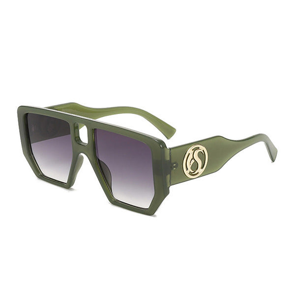 Damen Quadrat-Sonnenbrille mit auffälligem Muster und goldenen Akzenten Karnz
