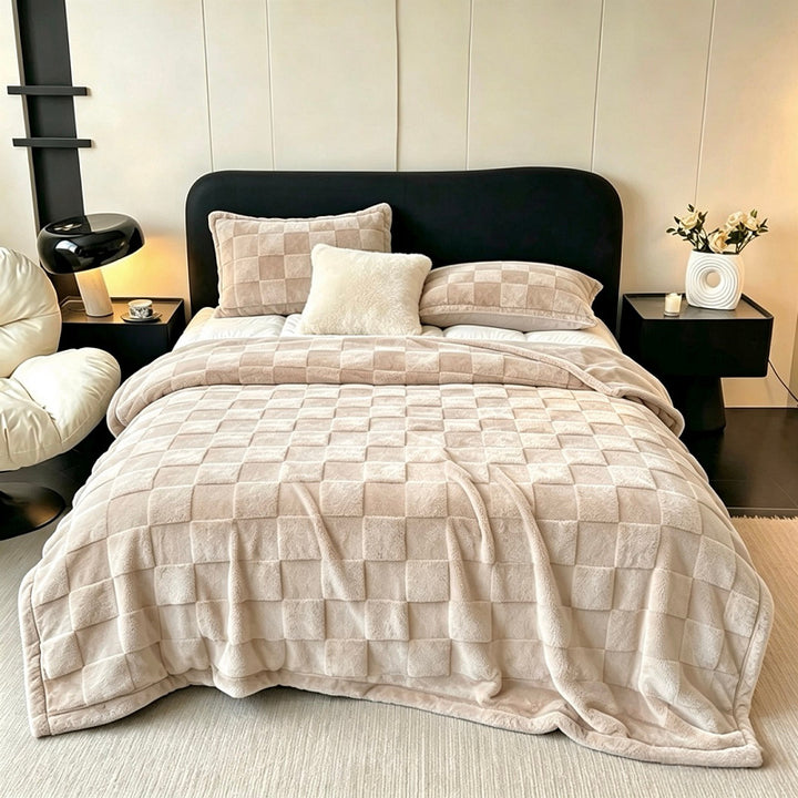 Strukturiert Patchwork Fleece Decke Karnz