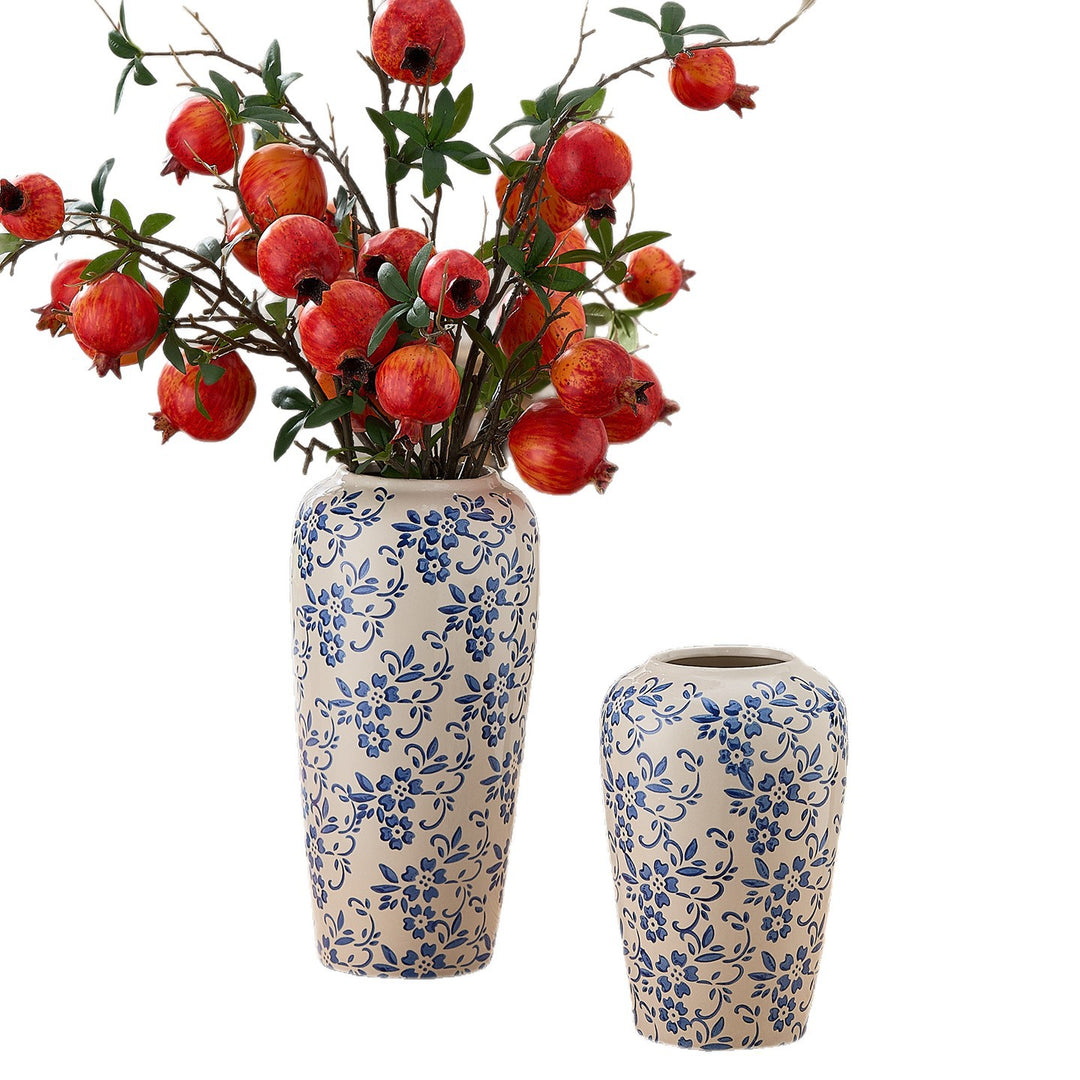 Elegante Keramikvase im Blumenmuster Karnz