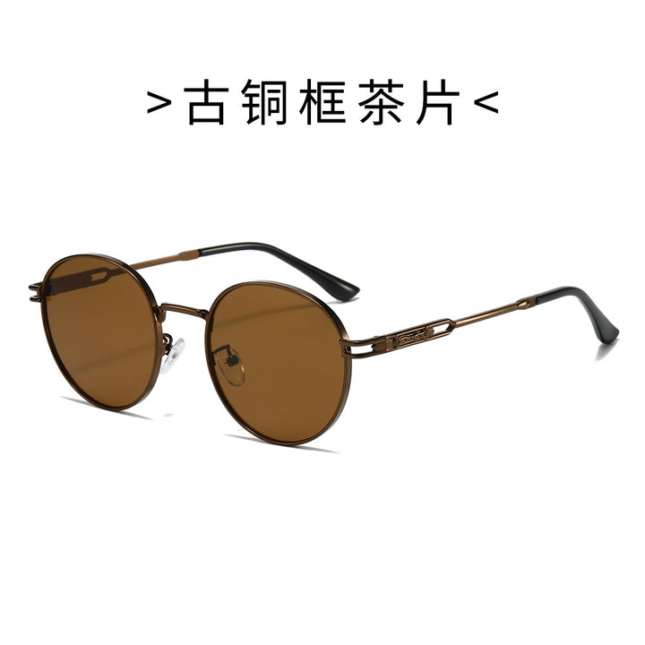 Damen Modische Sonnenbrille im minimalistischen Rundrahmen Karnz