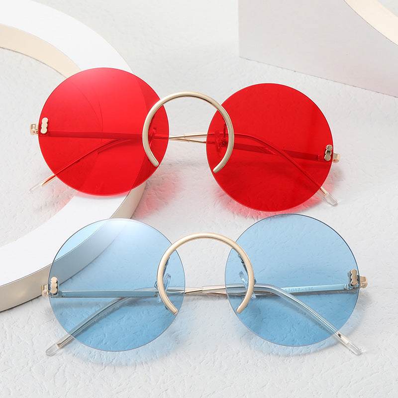 Damen modische runde Sonnenbrille mit innovativem Metallrahmen Karnz