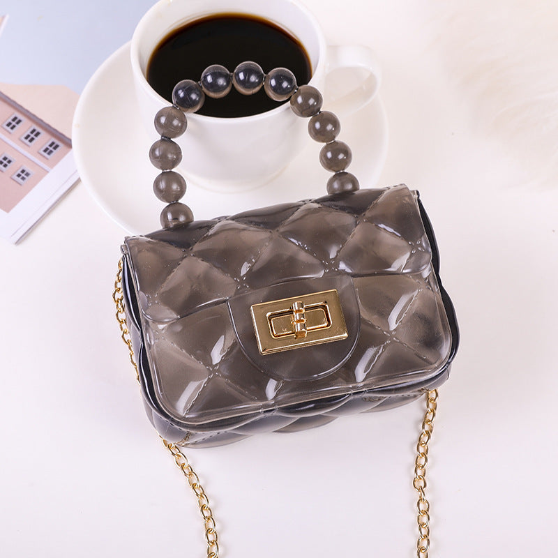 Damen modische Handtasche mit perlenbesetztem Griff Karnz