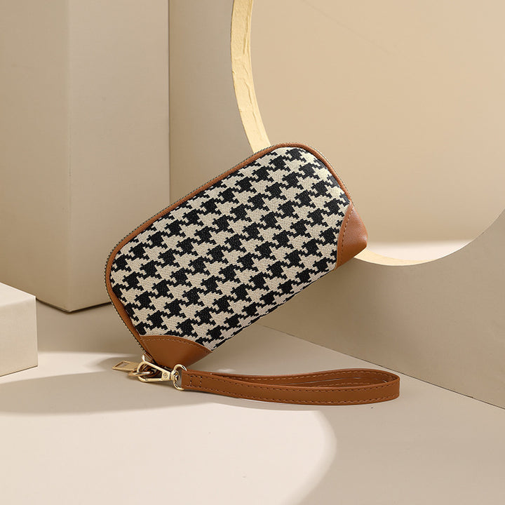 Elegante Hahnentritt Reißverschluss-Tasche Karnz