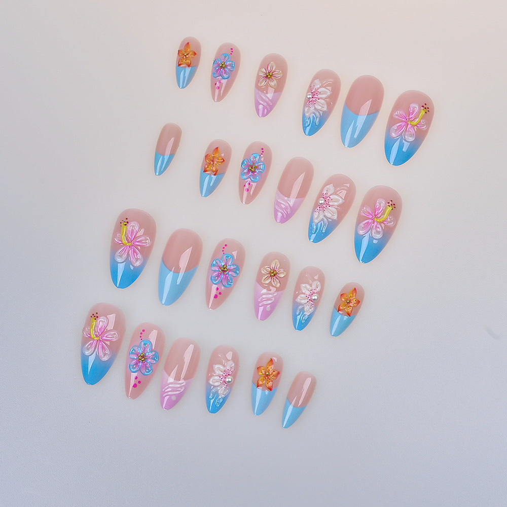 Künstlerisches blumenmusteriertes Press-On-Nagelset Karnz