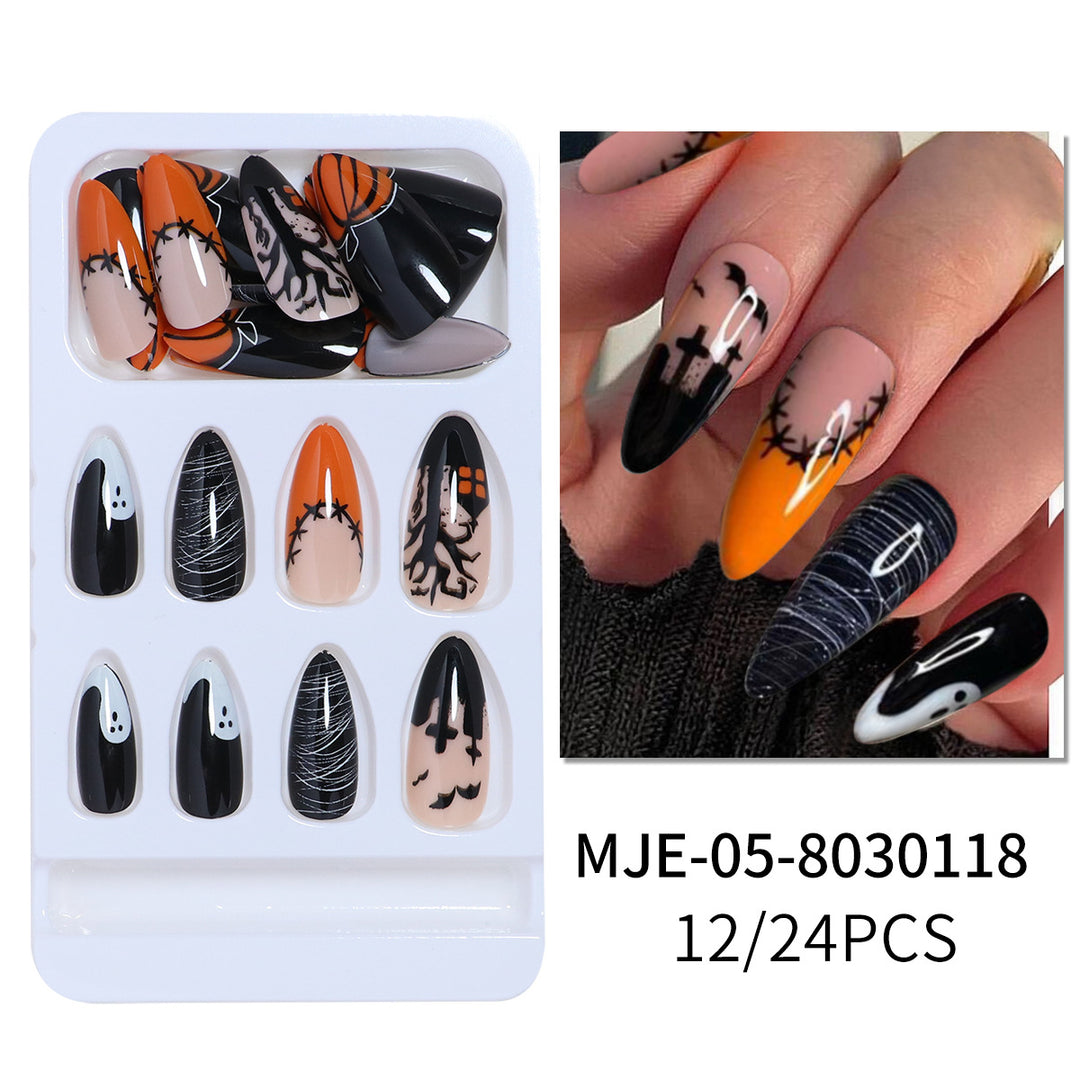 Künstlerisches Abstract Press-On Nagelset Karnz
