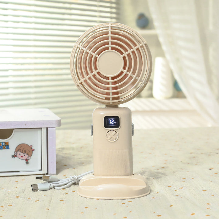 Damen Tragbarer Mini-Tischventilator mit digitaler Anzeige und USB-Ladefunktion Karnz