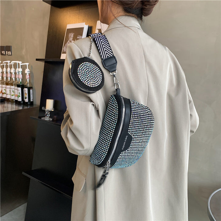 Stylische mit Strass verzierte Mini-Crossbody-Tasche Karnz