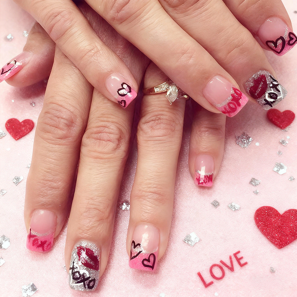 Romantische herzthemen Nagelkunst zum Aufkleben Karnz