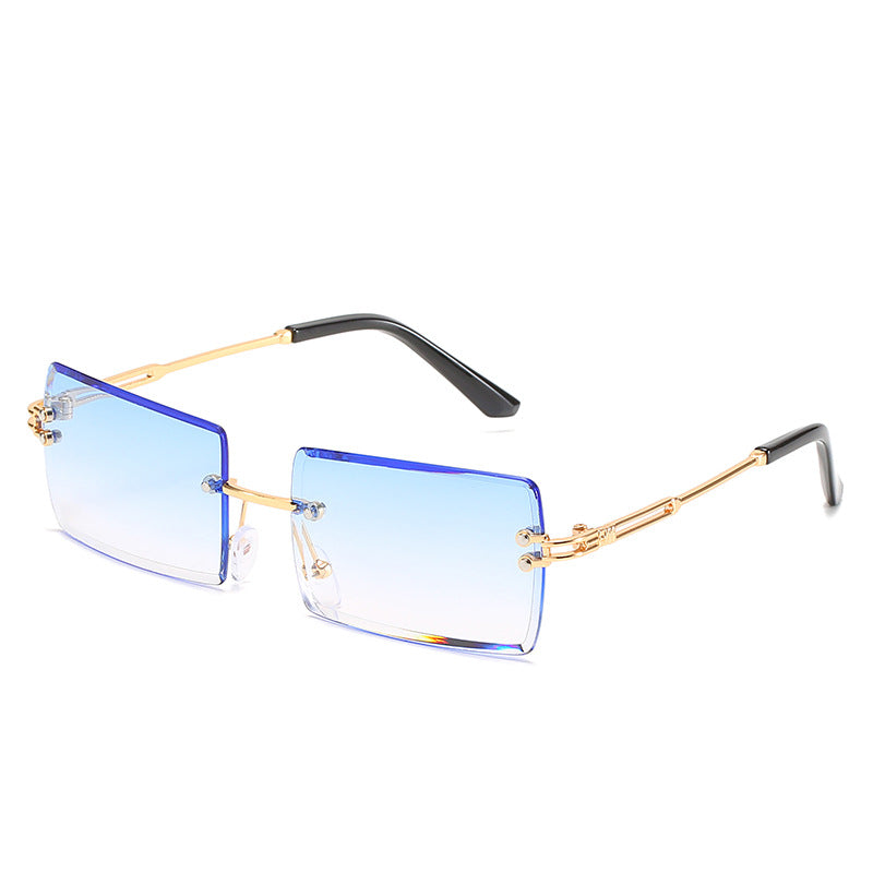 Damen modische Sonnenbrille mit einzigartigem rechteckigen Rahmen und funkelnden Details Karnz