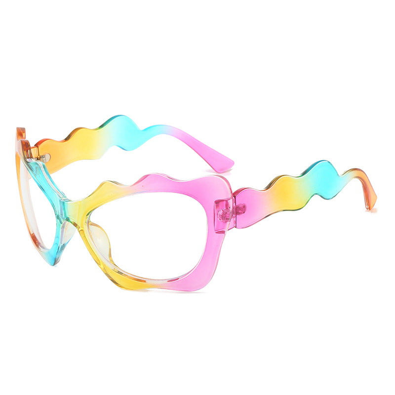 Damen extravagante Sonnenbrille mit wellenförmigem Rahmendesign Karnz