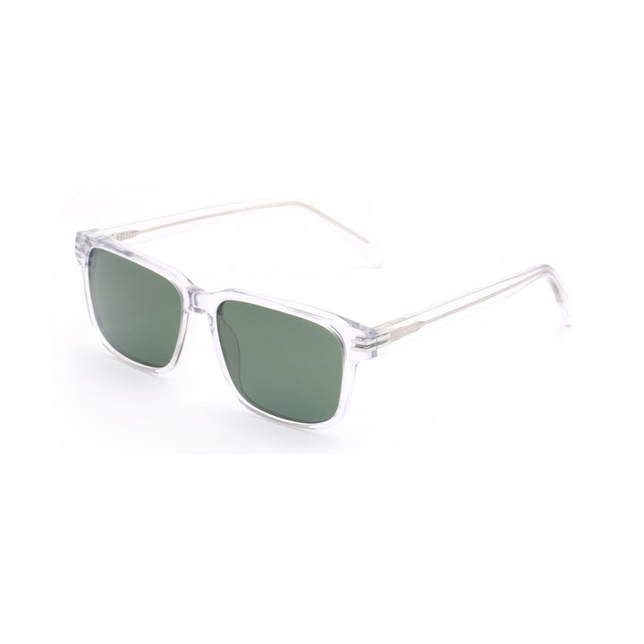Damen modische Sonnenbrille mit transparentem Rahmen und grünen Gläsern Karnz