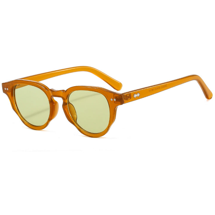 Damen modische Sonnenbrille mit ovalem Rahmen und grünem Glas Karnz