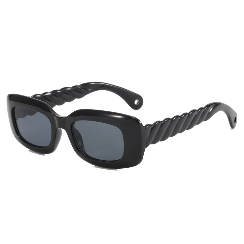 Damen modische quadratische Sonnenbrille mit einzigartigem gedrehten Bügeldesign Karnz