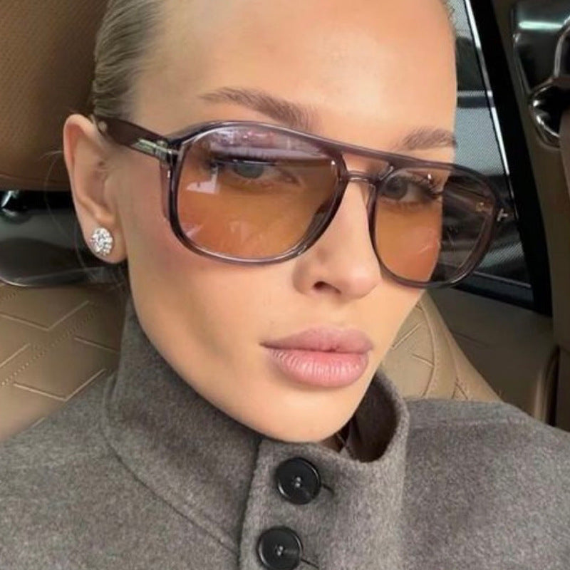 Damen quadratische Sonnenbrille mit luxuriösem Kunststoffrahmen und verspiegelten Gläsern Karnz