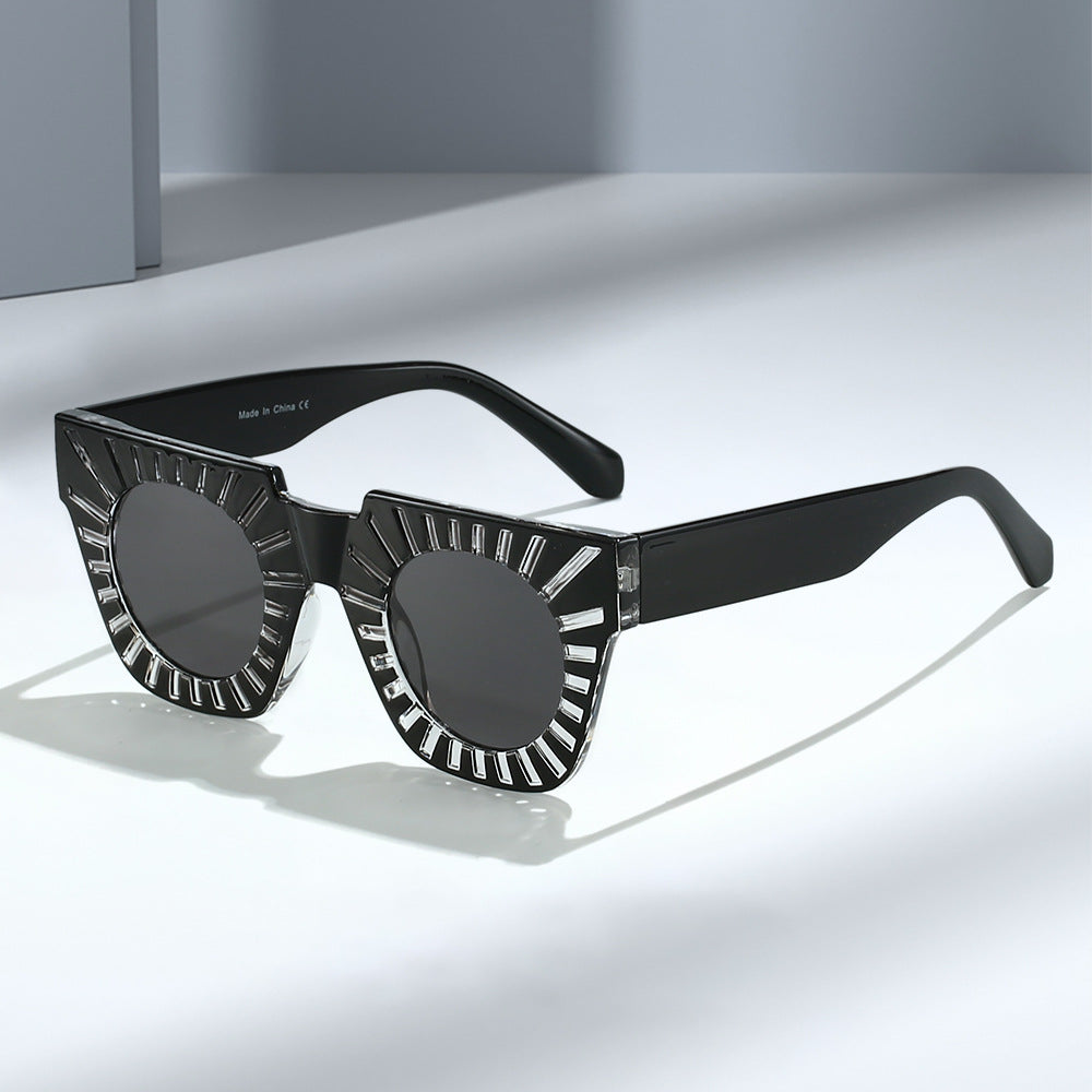 Damen Modische Sonnenbrille mit kreativem geometrischem Rahmen Karnz