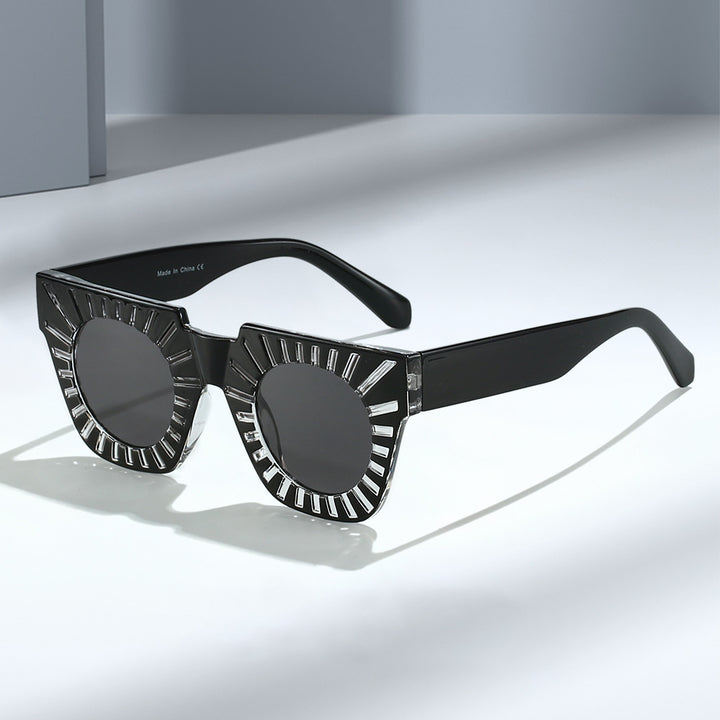 Damen Modische Sonnenbrille mit kreativem geometrischem Rahmen Karnz