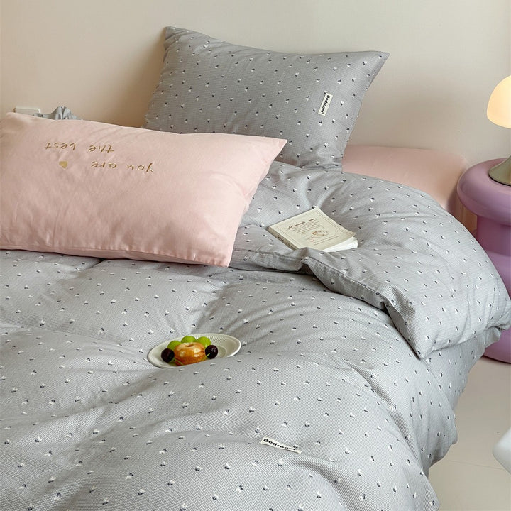 Baumwoll-Bettwäsche-Set mit niedlichem Teddymotiv und atmungsaktivem Bezug