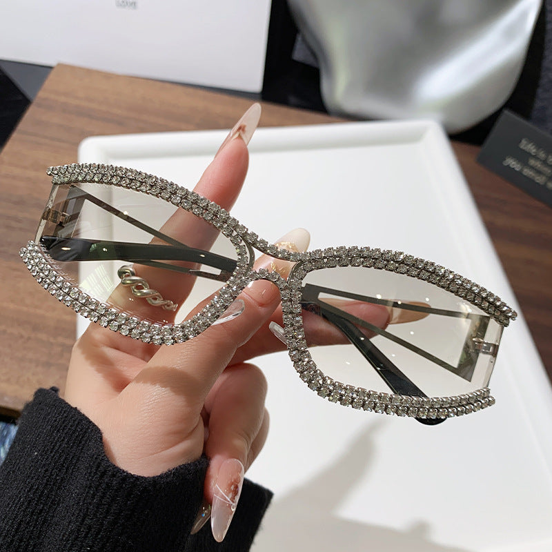 Damen Cat-Eye Sonnenbrille mit funkelndem Kristallrahmen Karnz