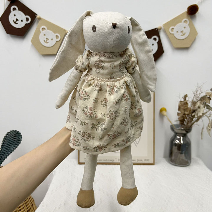 Weiche Leinenhase Puppe Paar mit abnehmbaren vintage-inspirierten Outfits