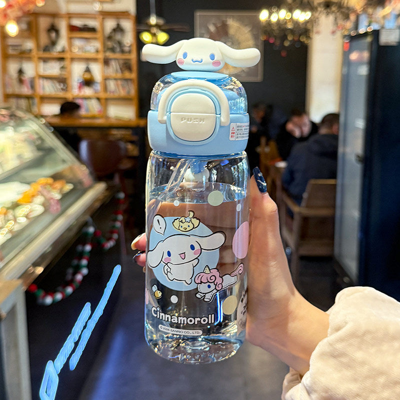 Damen Trinkflasche mit interaktivem Deckel und süßem Charakterdesign Karnz