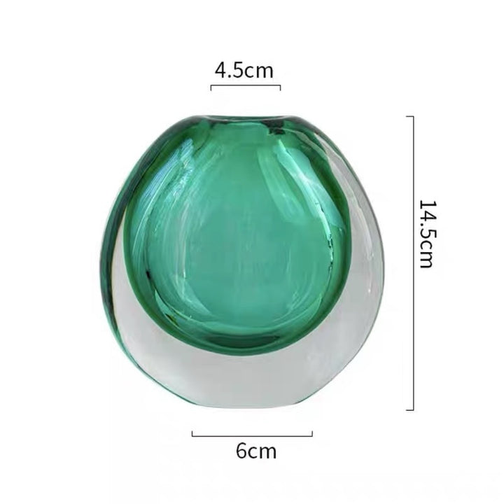 Handgefertigte solide Glas-Bud-Vase mit skulpturalem Hohlkern Karnz