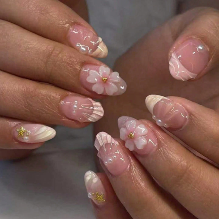 Floral Acryl Press-On Nägel Karnz