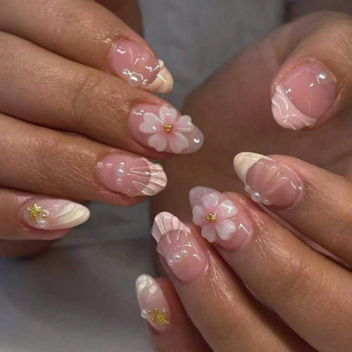 Floral Acryl Press-On Nägel Karnz