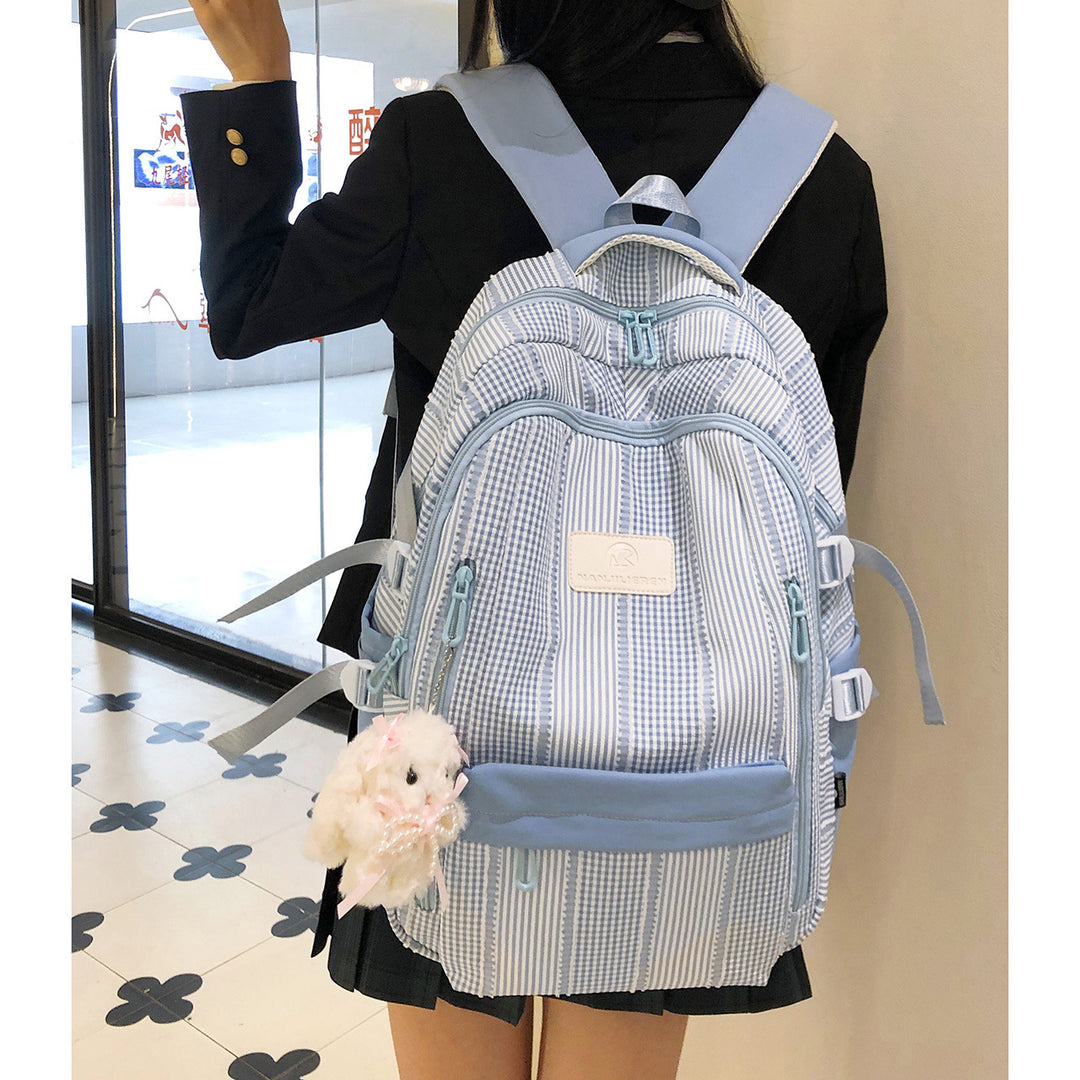 Gestreifter Rucksack mit Schlüsselanhänger Charm Karnz