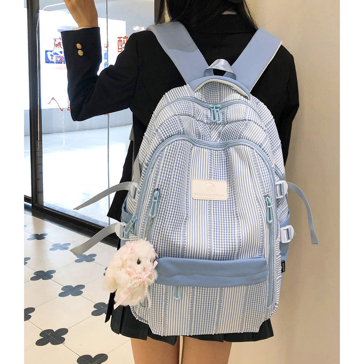 Gestreifter Rucksack mit Schlüsselanhänger Charm Karnz