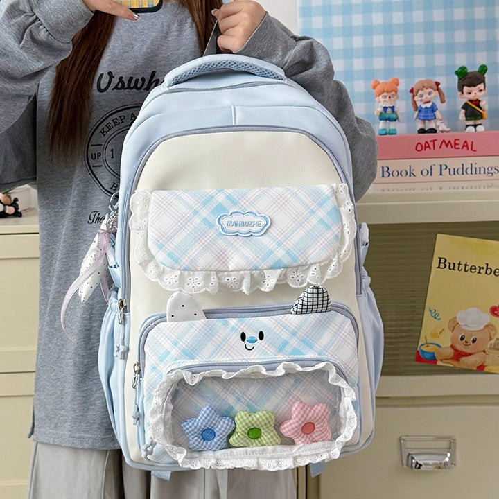 Stylischer Mehrfach-Taschen-Rucksack mit niedlichen dekorativen Akzenten Karnz