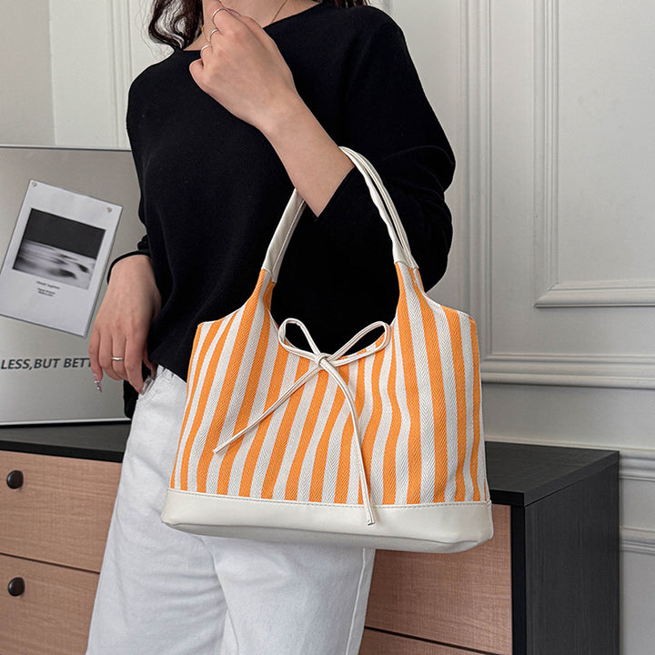 Gestreifte Freizeit-Shopper-Tasche