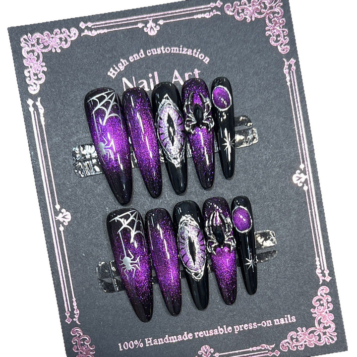 Glamouröses Stiletto Druck-On Nagelkunst-Set mit himmlischem Design Karnz