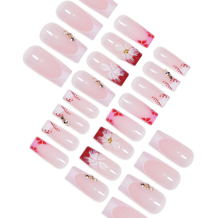 Elegante 3D Blumendekoration Press-On Nagelverlängerungen Karnz