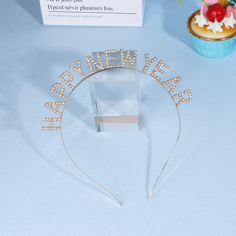 Damen Glitzernder Haarreif mit "Happy New Year"-Aufschrift Karnz